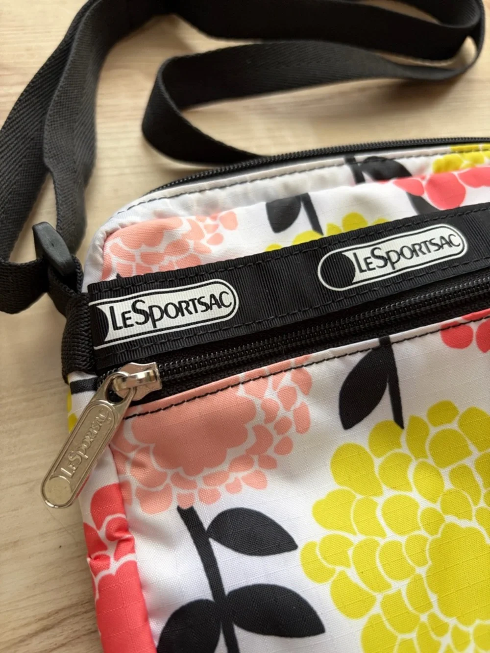 LeSportsac Floral Crossbody in White with Yellow, Pink, Coral & Aqua